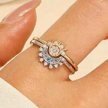 EclipseBond® – Par de anillos Sol y Luna para Mejores Amigas | Ajustables + Caja de Regalo