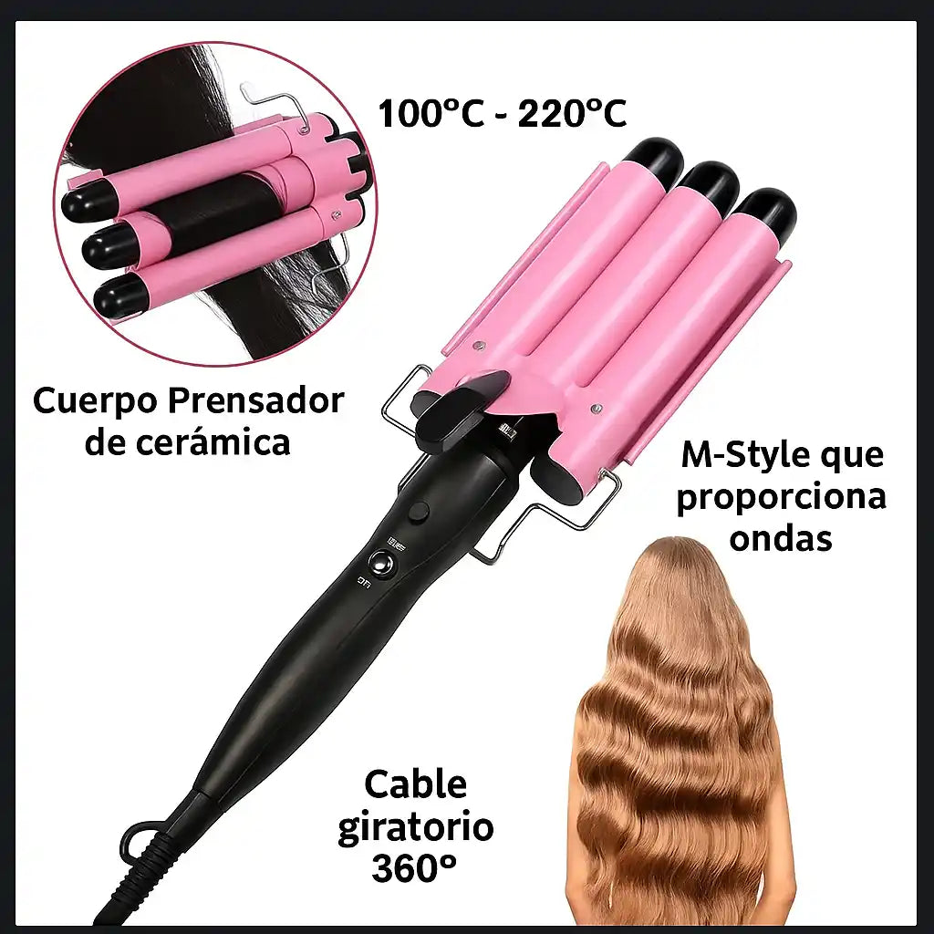 WavePro® Tenaza Rizadora de Tres Barriles – Ondas de Sirena fáciles en minutos