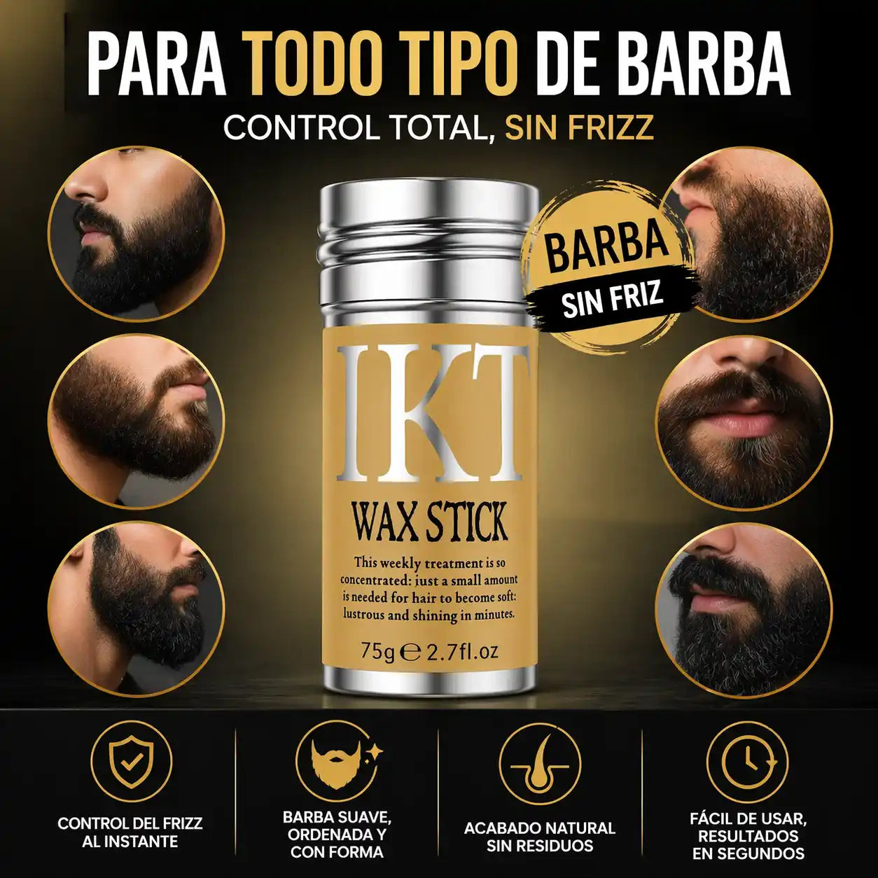 BeardFix® Cera para Barba Antifrizz en Barra – Control total en segundos