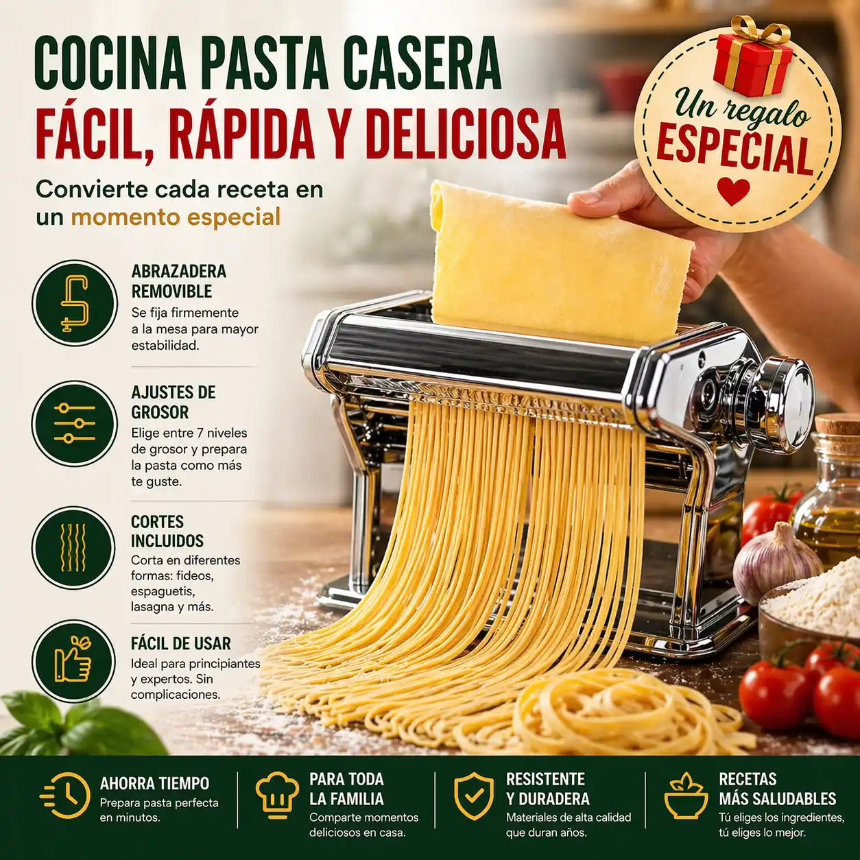 PastaMaker® Máquina para Hacer Pasta Casera | Como una chef italiana
