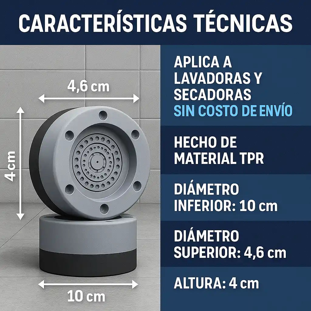 WashMate® Almohadillas Antivibración – Protege tu Lavadora y Secadora