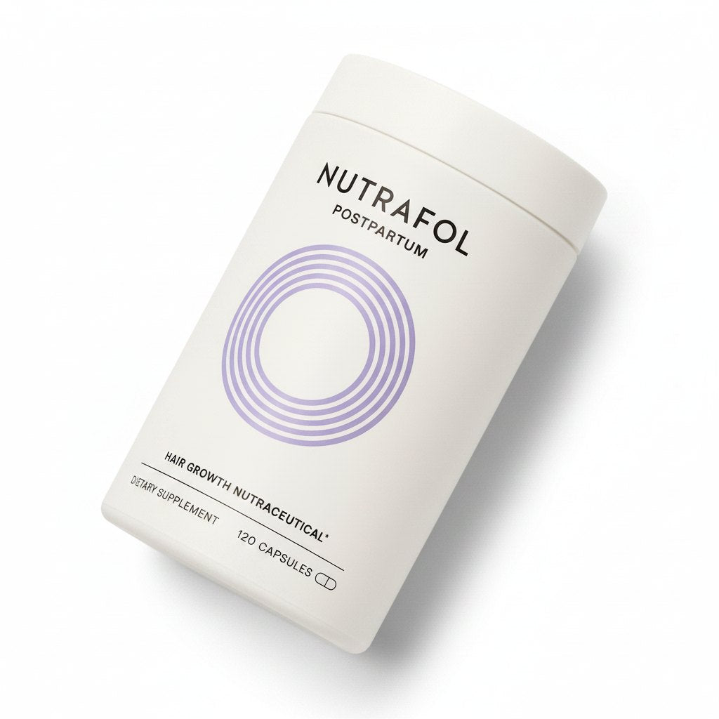 Nutrafol Postpartum vista macro del frasco