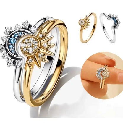EclipseBond® – Par de anillos Sol y Luna para Mejores Amigas | Ajustables + Caja de Regalo
