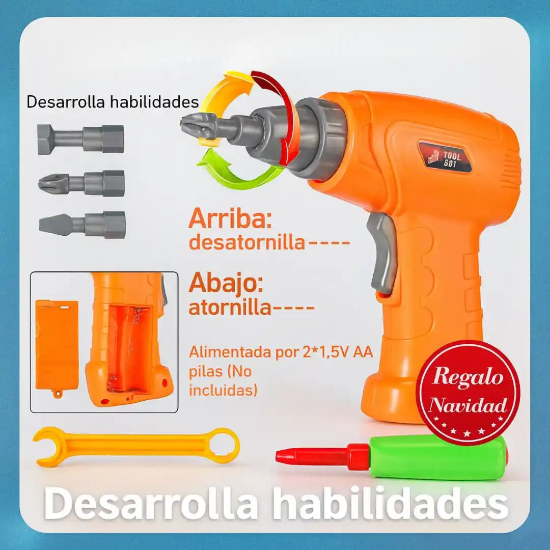BuildPro® Taladro Didáctico 4 en 1 – El Regalo Perfecto para Aprender Jugando