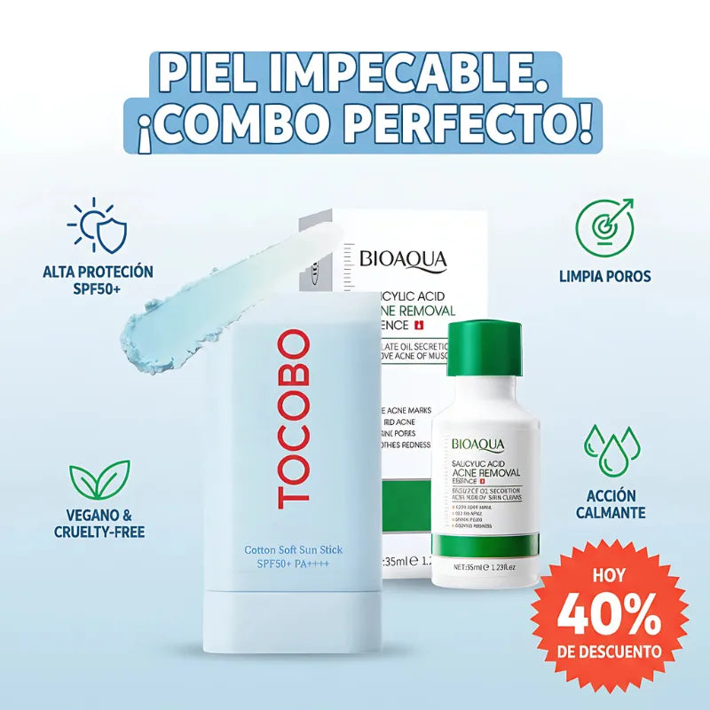 Sin acné y sin brillo: Bloqueador Tocobo® + Sérum Bioaqua®
