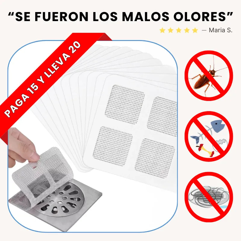 20 MALLAS ADHESIVAS PARA SIFÓN | NO MÁS PLAGAS NI ATASCOS