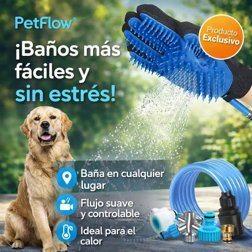 PetFlow® – Ducha portátil para mascotas | Baños más fáciles, sin estrés
