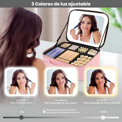 Cosmetiquera Profesional LED | Organiza y maquilla con luz perfecta
