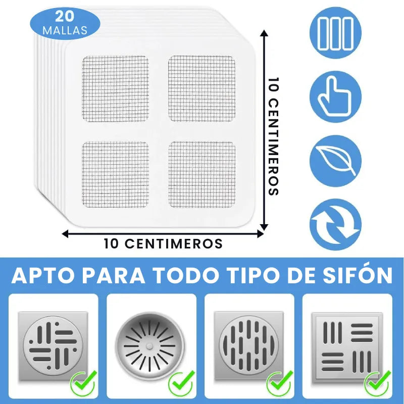 20 MALLAS ADHESIVAS PARA SIFÓN | NO MÁS PLAGAS NI ATASCOS