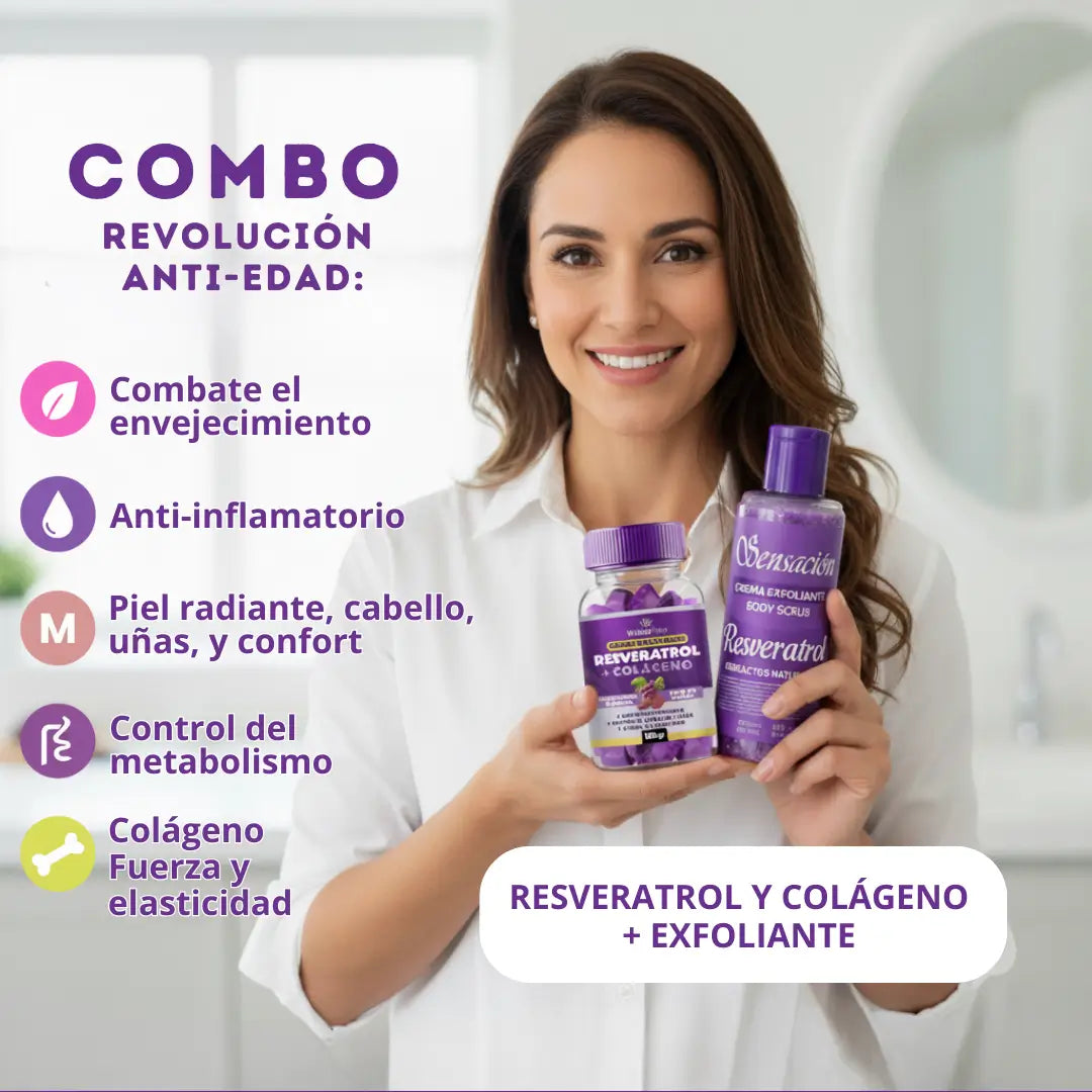 Gomitas de Resveratrol y Colágeno + Exfoliante de Resveratrol