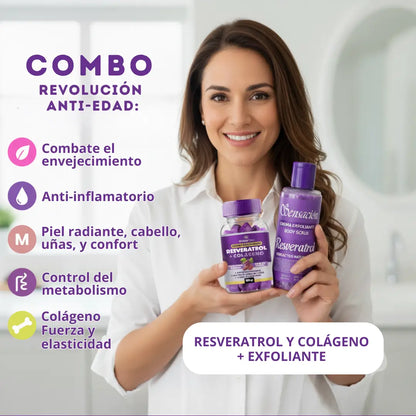 Gomitas de Resveratrol y Colágeno + Exfoliante de Resveratrol