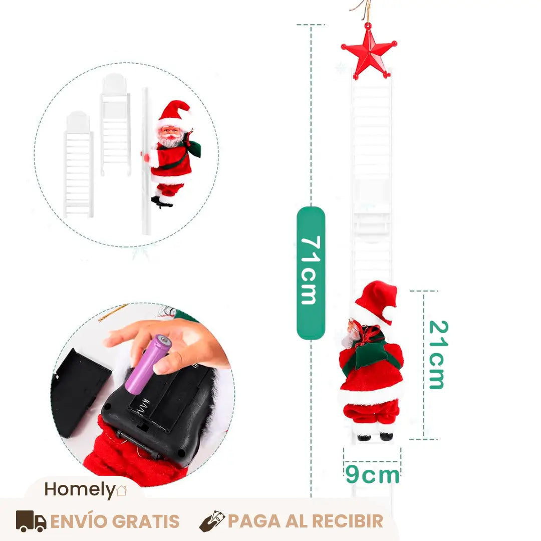 Papá Noel Escalador | Sube y baja la escalera 🪜