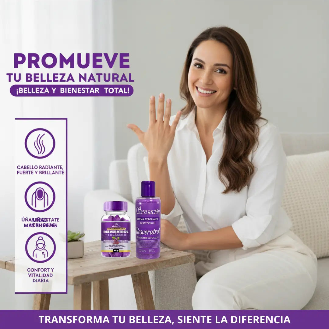 Gomitas de Resveratrol y Colágeno + Exfoliante de Resveratrol