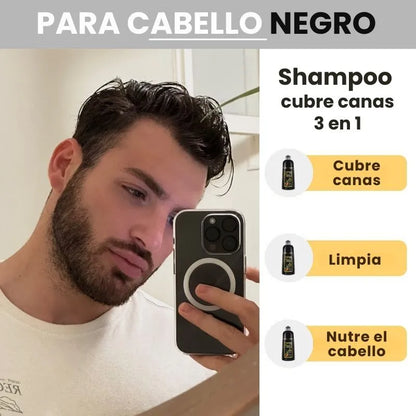 SHAMPOO CUBRE CANAS DE BARBA Y CABELLO |  MEIDU® 3 en 1