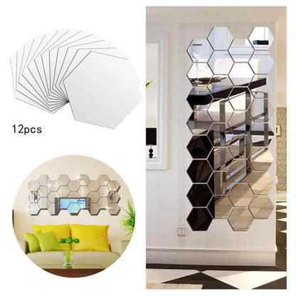 HEXAMIRROR® – Espejos Hexagonales Acrílicos Adhesivos (Pack x12)