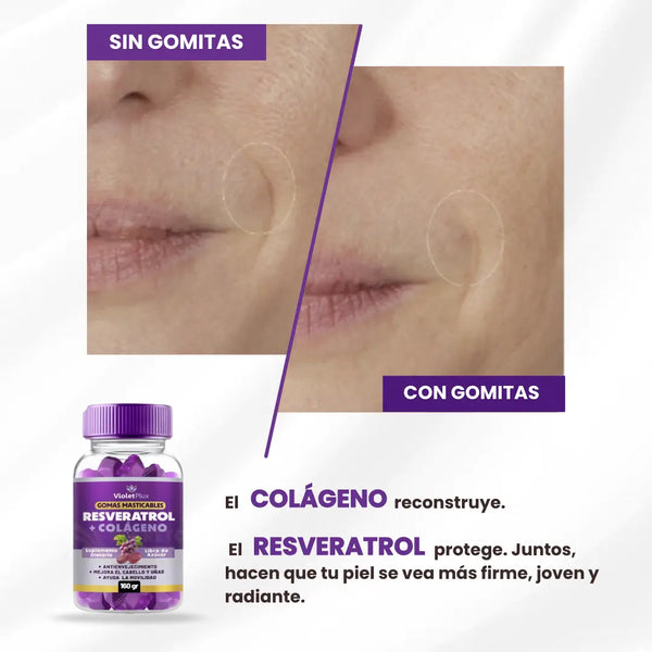 Gomitas de Resveratrol y Colageno + Exfoliante de Resveratrol + REGALO