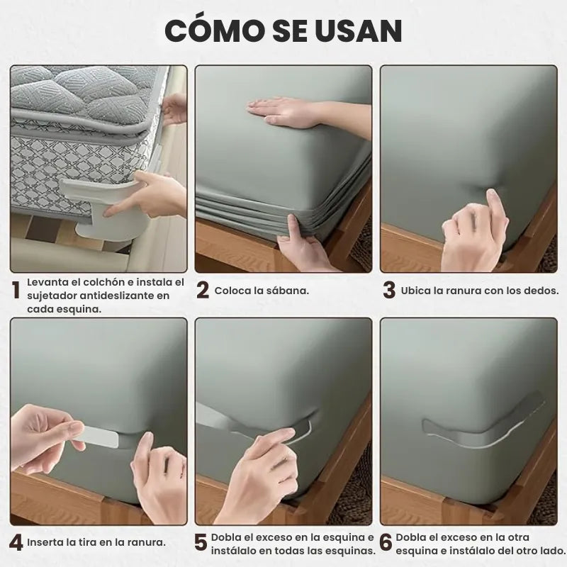 4 Sujetadores de Sábanas Lock® | Tu cama siempre perfecta