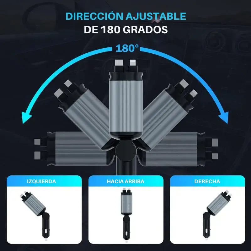 Starlight® 4 en 1 | Cargador Retráctil Inteligente para Carro