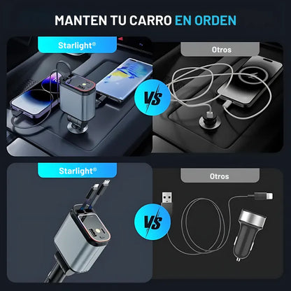 Starlight® 4 en 1 | Cargador Retráctil Inteligente para Carro