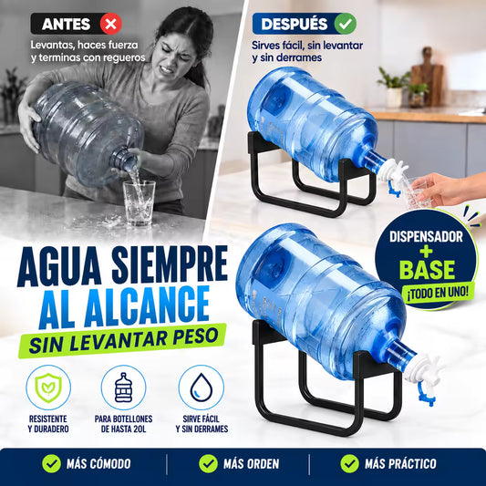 AquaStand™ | Set 2 en 1 de soporte para Botellón con Dispensador | Sirve Agua Fácil Sin Levantar Peso