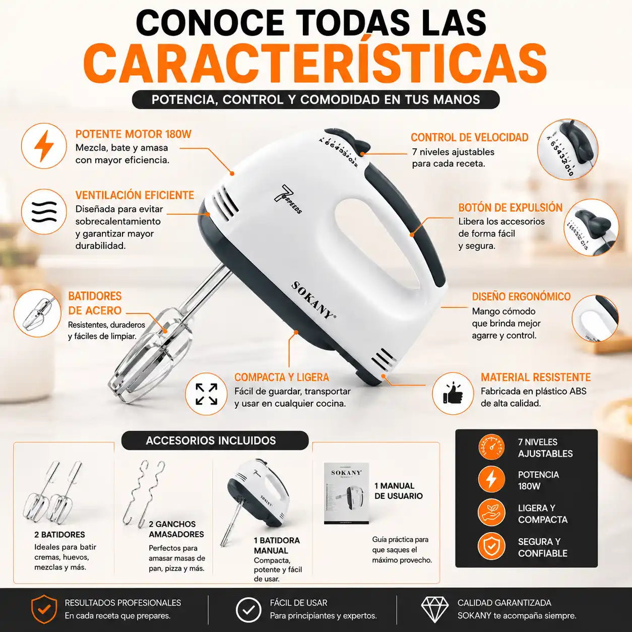 MixPro™ Batidora Multifuncional Sokany | Potencia Compacta Para Tus Recetas Favoritas