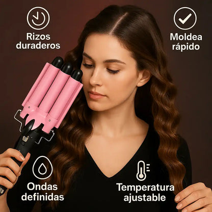 WavePro® Tenaza Rizadora de Tres Barriles – Ondas de Sirena fáciles en minutos