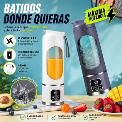 BlendGo® Licuadora Portátil Digital — Batidos Potentes Donde Quieras