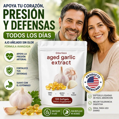 GarlicPlus® Cápsulas de Ajo Añejado Sin Olor | Apoyo diario para tu corazón y defensas