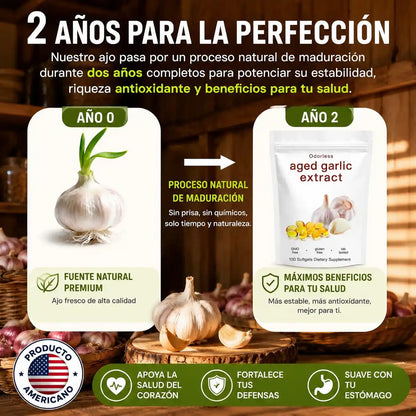 GarlicPlus® Cápsulas de Ajo Añejado Sin Olor | Apoyo diario para tu corazón y defensas