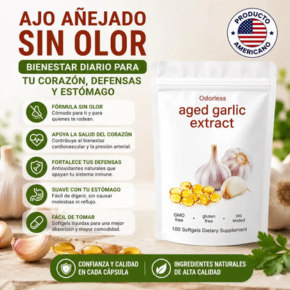 GarlicPlus® Cápsulas de Ajo Añejado Sin Olor | Apoyo diario para tu corazón y defensas