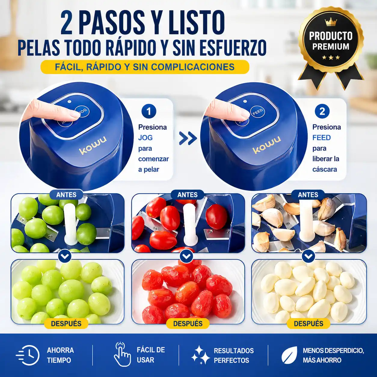 Peelix® Peladora Eléctrica de Alimentos | Pela rápido y sin esfuerzo