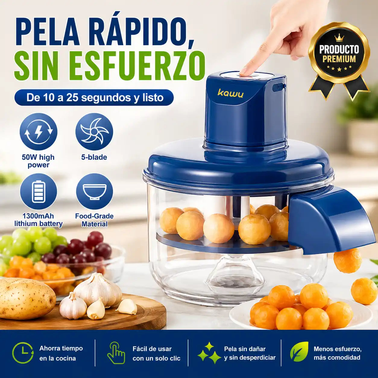 Peelix® Peladora Eléctrica de Alimentos | Pela rápido y sin esfuerzo