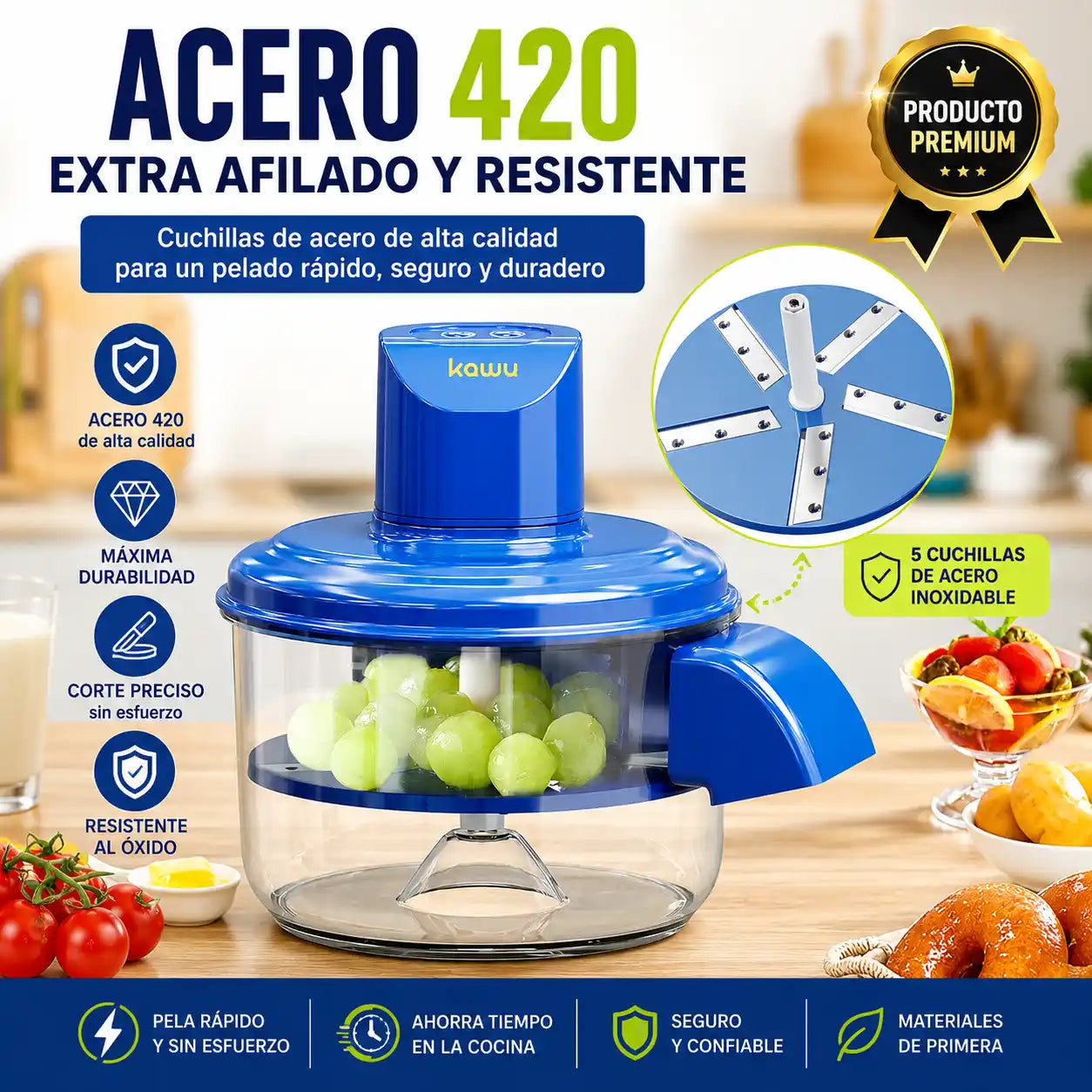 Peelix® Peladora Eléctrica de Alimentos | Pela rápido y sin esfuerzo