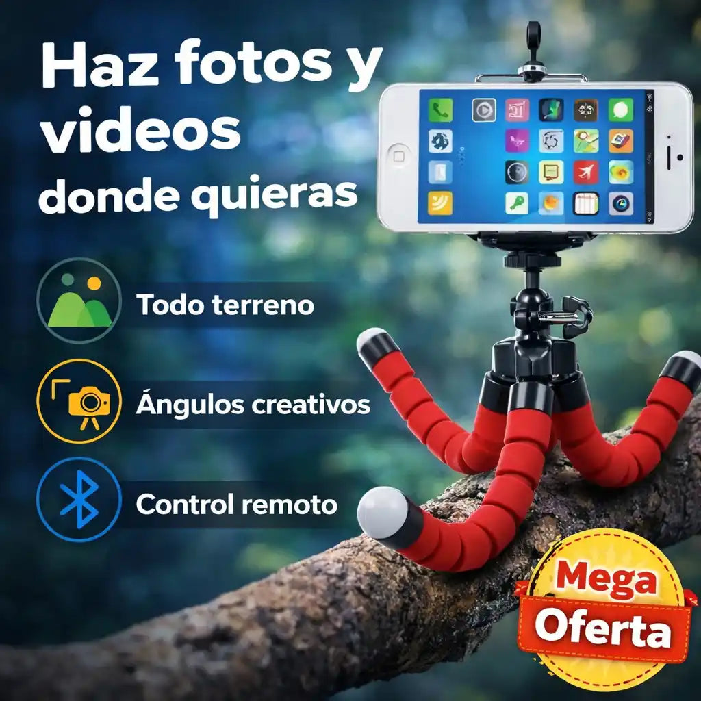 FlexShot™ – Trípode Pulpo Flexible | Tomas estables y creativas en cualquier lugar