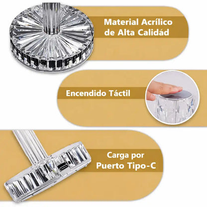 CrystalTouch™ | Lámpara Táctil Recargable que Eleva la Elegancia de Tu Hogar