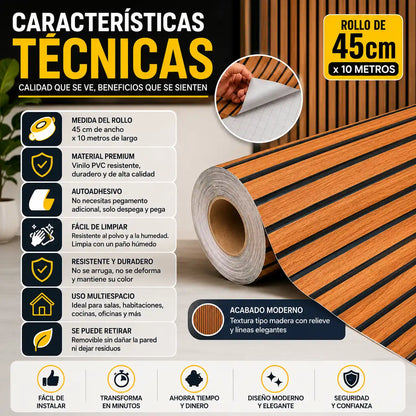 WoodFlex™® Papel Tapiz Adhesivo Para Pared | Renueva tus espacios sin obras ni complicaciones