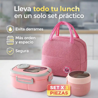 LUNCHKIT® | Lonchera Organizada 3 Piezas - Lleva tu comida ordenada, segura y lista para cualquier momento