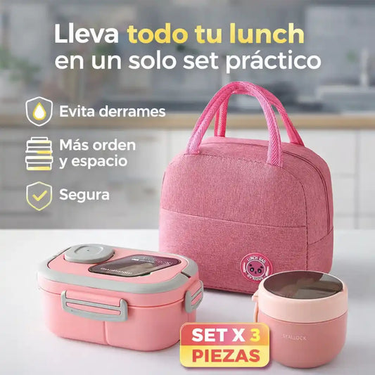 LUNCHKIT® | Lonchera Organizada 3 Piezas - Lleva tu comida ordenada, segura y lista para cualquier momento