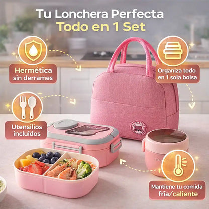 LUNCHKIT® | Lonchera Organizada 3 Piezas - Lleva tu comida ordenada, segura y lista para cualquier momento
