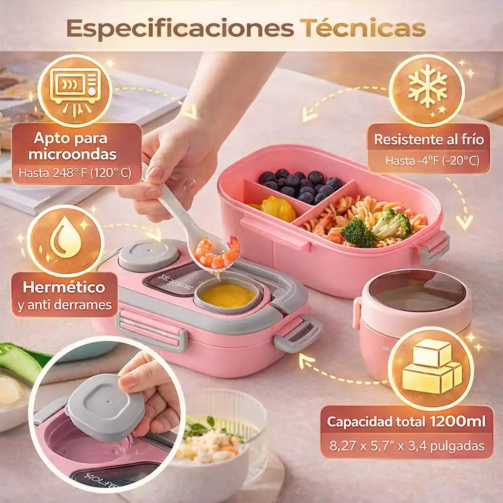 LUNCHKIT® | Lonchera Organizada 3 Piezas - Lleva tu comida ordenada, segura y lista para cualquier momento
