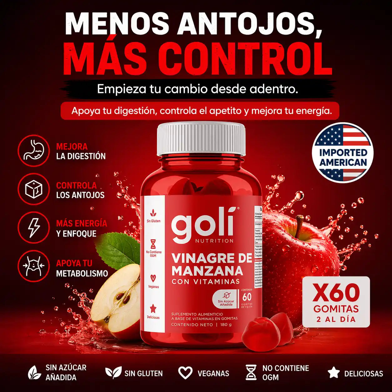 GoliMen® – Gomitas de Vinagre de Manzana para Controlar Antojos y Reducir Inflamación
