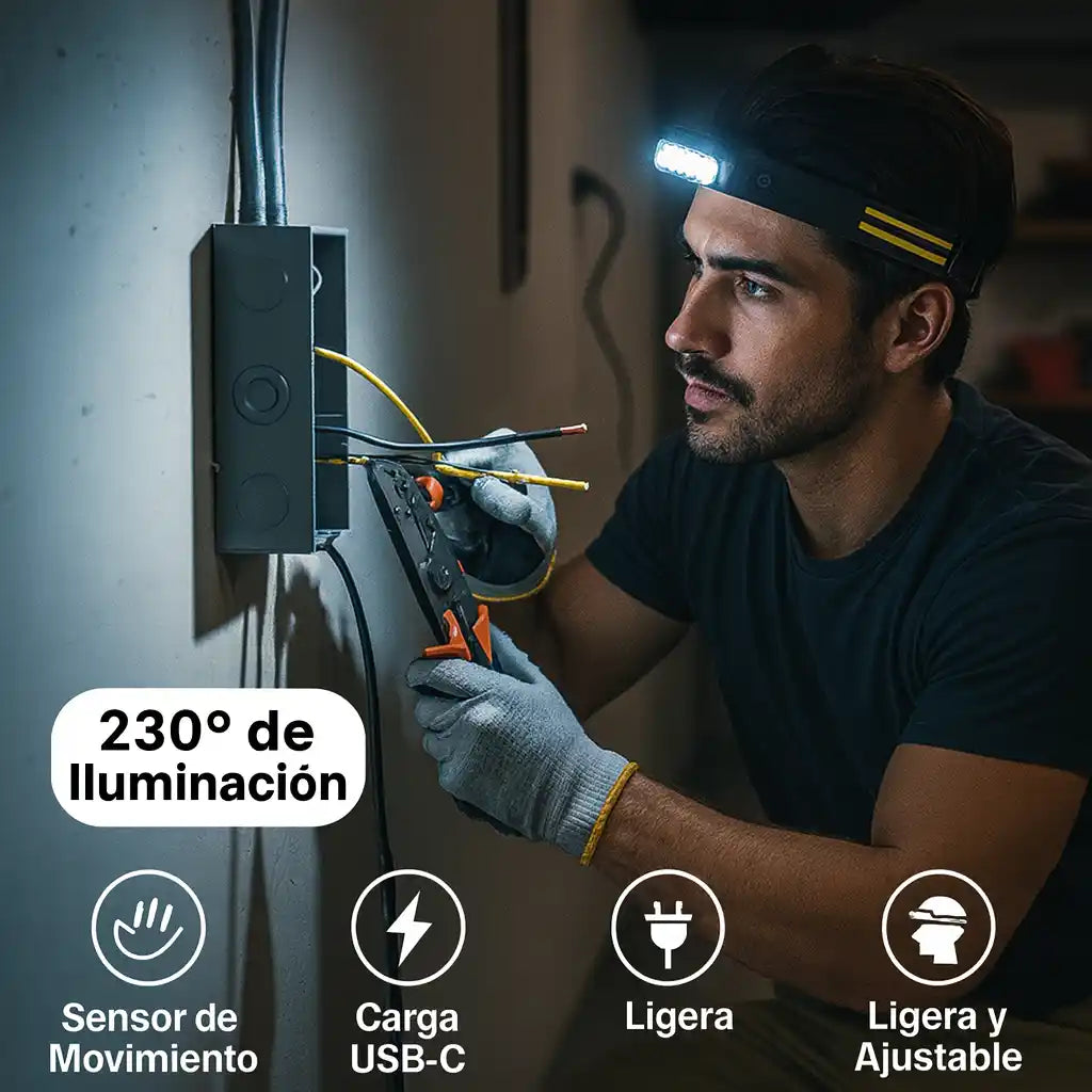Noelvia™ 230° HeadLamp – Linterna Frontal Panorámica con Sensor de Movimiento
