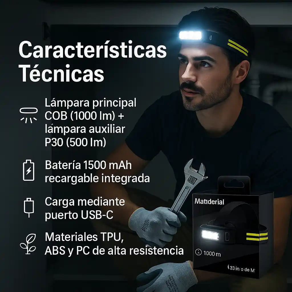 Noelvia™ 230° HeadLamp – Linterna Frontal Panorámica con Sensor de Movimiento
