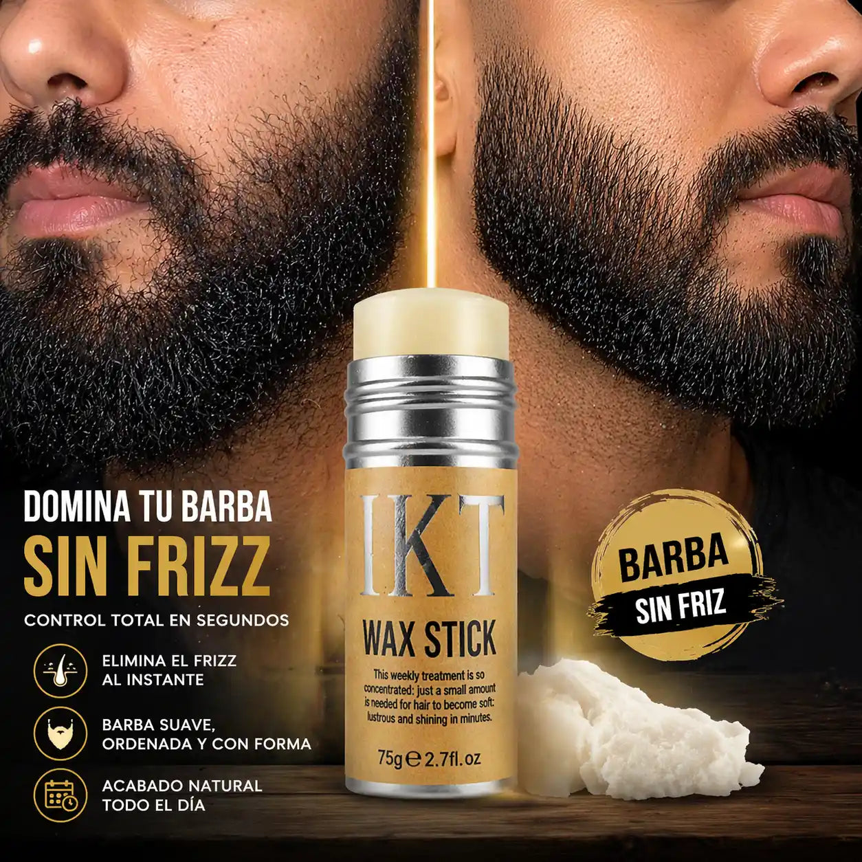 BeardFix® Cera para Barba Antifrizz en Barra – Control total en segundos