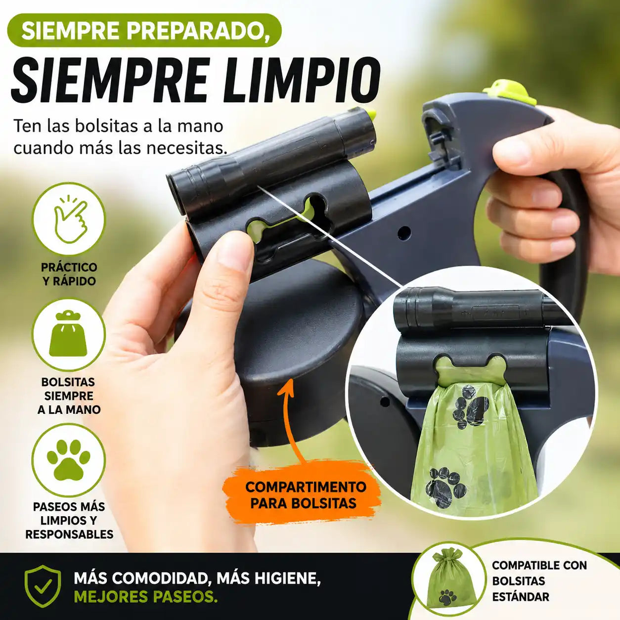 DualWalk™ Correa Retráctil Doble Para Perros | Pasea 2 perros sin enredos y con mayor control
