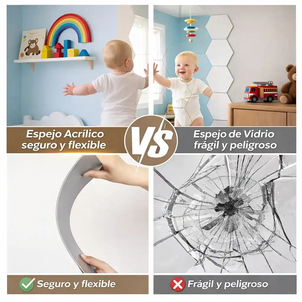 HEXAMIRROR® – Espejos Hexagonales Acrílicos Adhesivos (Pack x12)