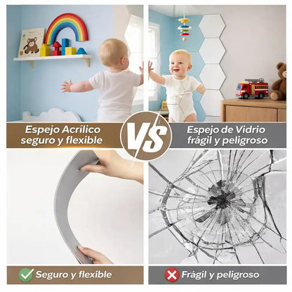 HEXAMIRROR® – Espejos Hexagonales Acrílicos Adhesivos (Pack x12)