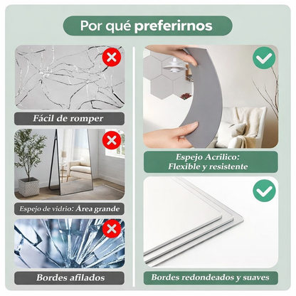 HEXAMIRROR® – Espejos Hexagonales Acrílicos Adhesivos (Pack x12)