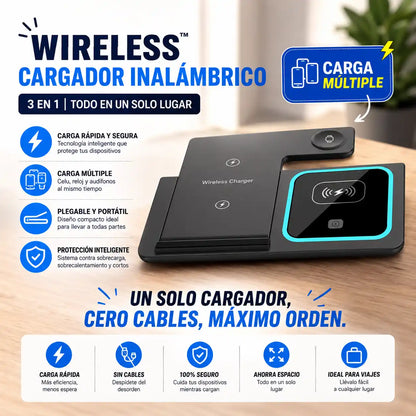 WireLess™ Cargador Inalámbrico 3 en 1 | Olvídate del desorden de cables
