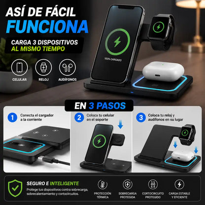 WireLess™ Cargador Inalámbrico 3 en 1 | Olvídate del desorden de cables